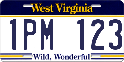 WV license plate 1PM123