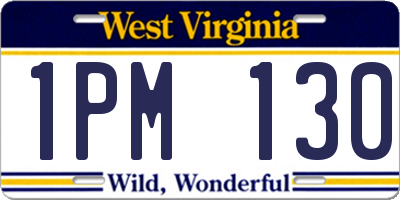 WV license plate 1PM130