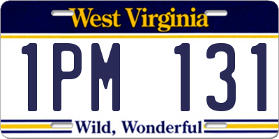 WV license plate 1PM131