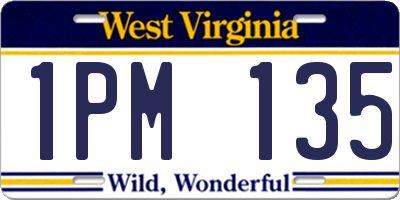 WV license plate 1PM135