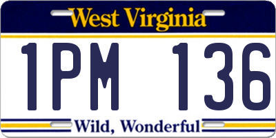WV license plate 1PM136