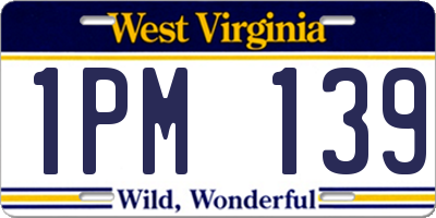 WV license plate 1PM139