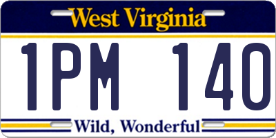 WV license plate 1PM140
