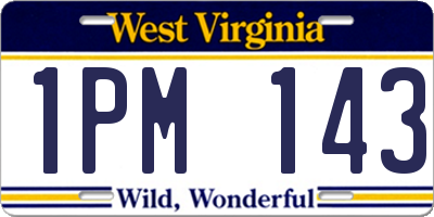 WV license plate 1PM143