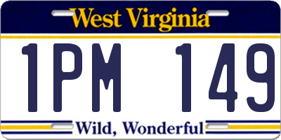 WV license plate 1PM149