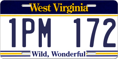 WV license plate 1PM172