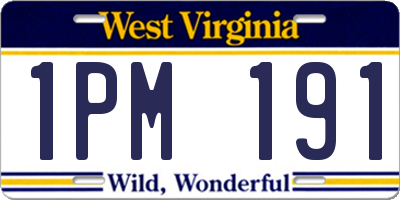 WV license plate 1PM191