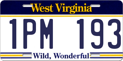 WV license plate 1PM193