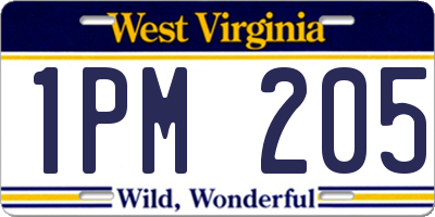 WV license plate 1PM205