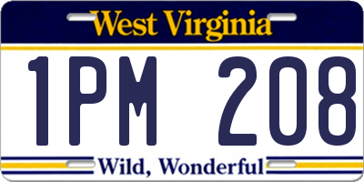 WV license plate 1PM208