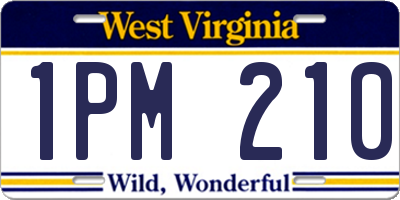 WV license plate 1PM210