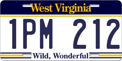 WV license plate 1PM212