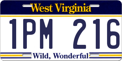 WV license plate 1PM216