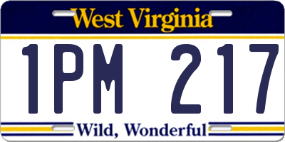 WV license plate 1PM217