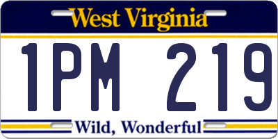 WV license plate 1PM219