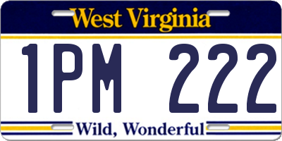 WV license plate 1PM222