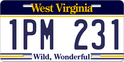 WV license plate 1PM231