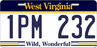 WV license plate 1PM232