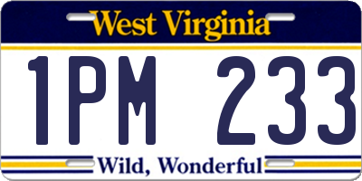 WV license plate 1PM233
