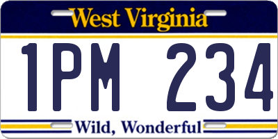 WV license plate 1PM234