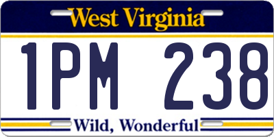 WV license plate 1PM238