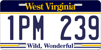 WV license plate 1PM239