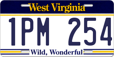 WV license plate 1PM254