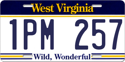WV license plate 1PM257