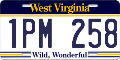 WV license plate 1PM258