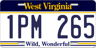 WV license plate 1PM265