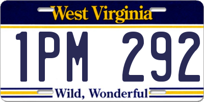 WV license plate 1PM292