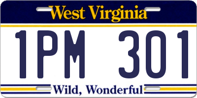 WV license plate 1PM301