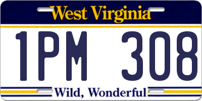 WV license plate 1PM308