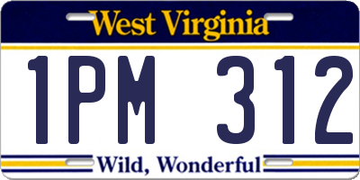 WV license plate 1PM312