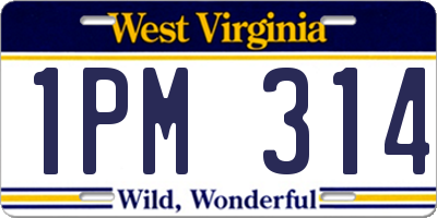 WV license plate 1PM314