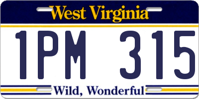 WV license plate 1PM315