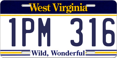 WV license plate 1PM316