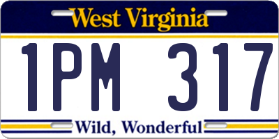 WV license plate 1PM317
