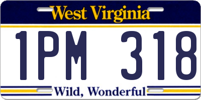 WV license plate 1PM318