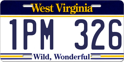 WV license plate 1PM326