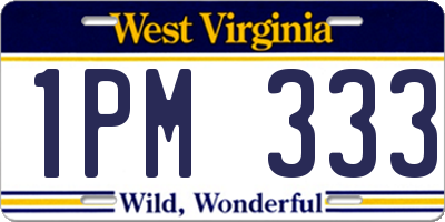 WV license plate 1PM333
