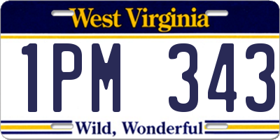 WV license plate 1PM343
