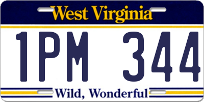 WV license plate 1PM344