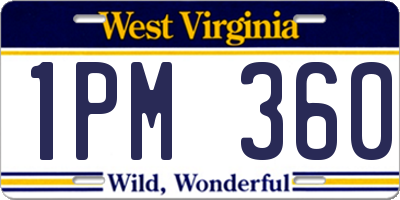 WV license plate 1PM360