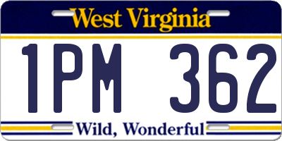 WV license plate 1PM362