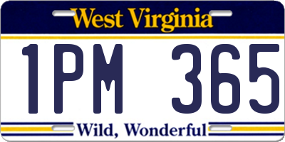 WV license plate 1PM365