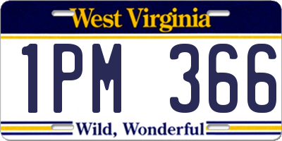 WV license plate 1PM366