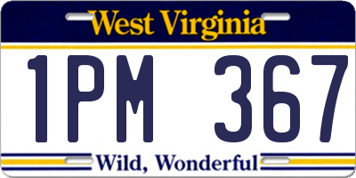 WV license plate 1PM367
