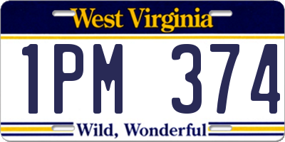 WV license plate 1PM374