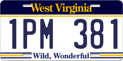 WV license plate 1PM381
